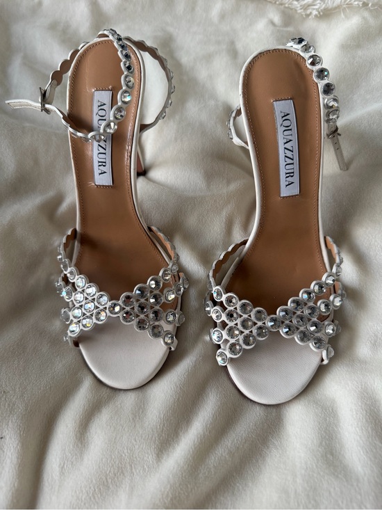 Aquazzura Shoes - Aquazzura White Crystal-Embellished Strappy Heels